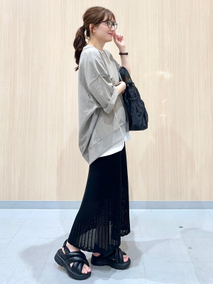  バロック カラー サービスプレート/黒 GU公式 | 透かし編みニットスカート