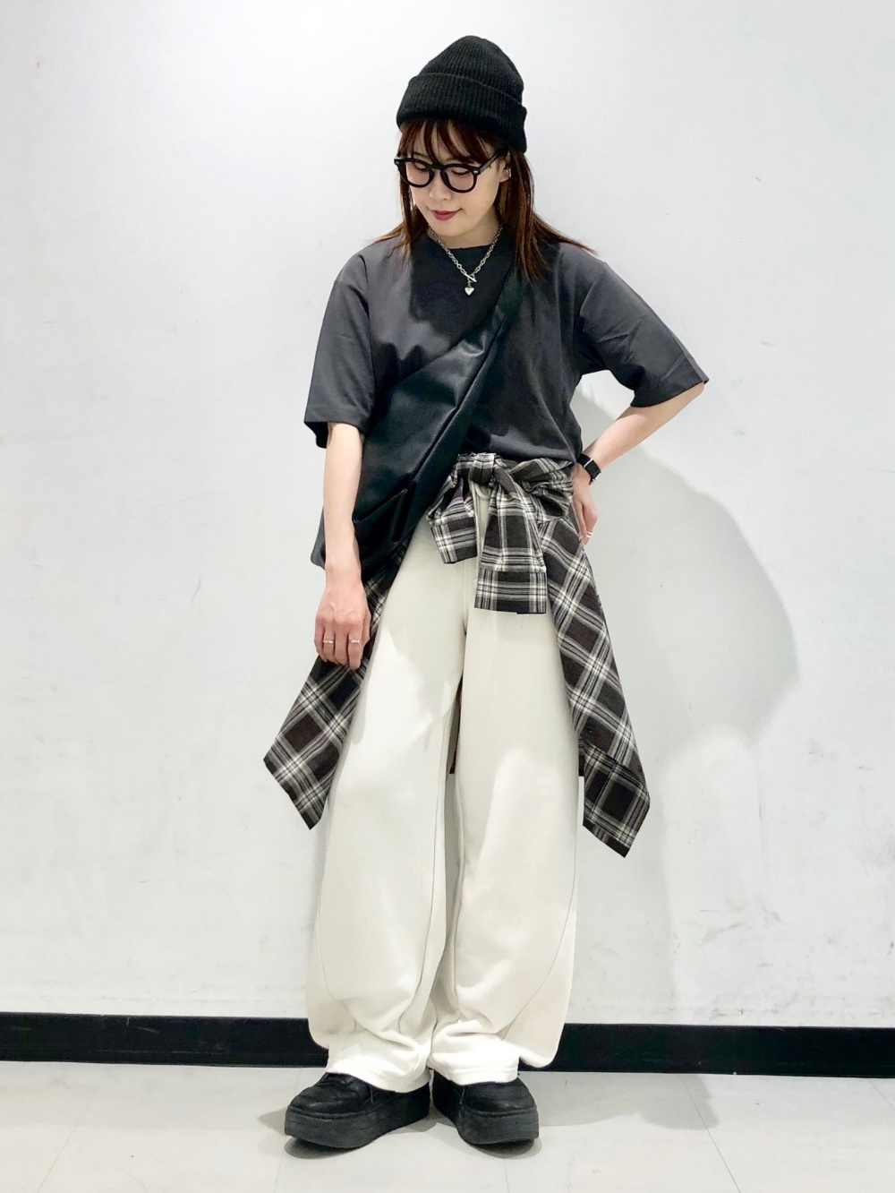 ショルト様確認用 Textured Open Collar Checked Shirt」| GU的穿搭理念