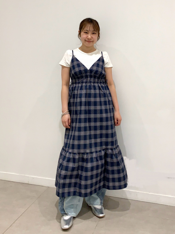 チェックキャミソールワンピース(丈標準117.0～126.0cm)（レディース