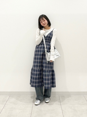GU公式 | チェックキャミソールワンピース+EC(丈短め)