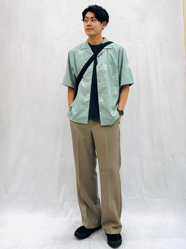 オープンカラーシャツ(5分袖)(フラワー)（メンズ）の着用