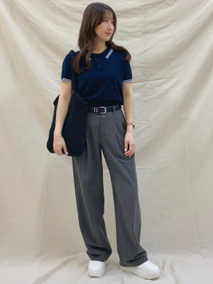 UNMINOU キュロットパンツ ワイドタック イージーパンツ ライトブルー UNIQLO（ユニクロ）の「タックイージーワイドパンツ（その他