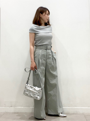 ツナカン出品 GU公式 | ボーダーオフショルダーT