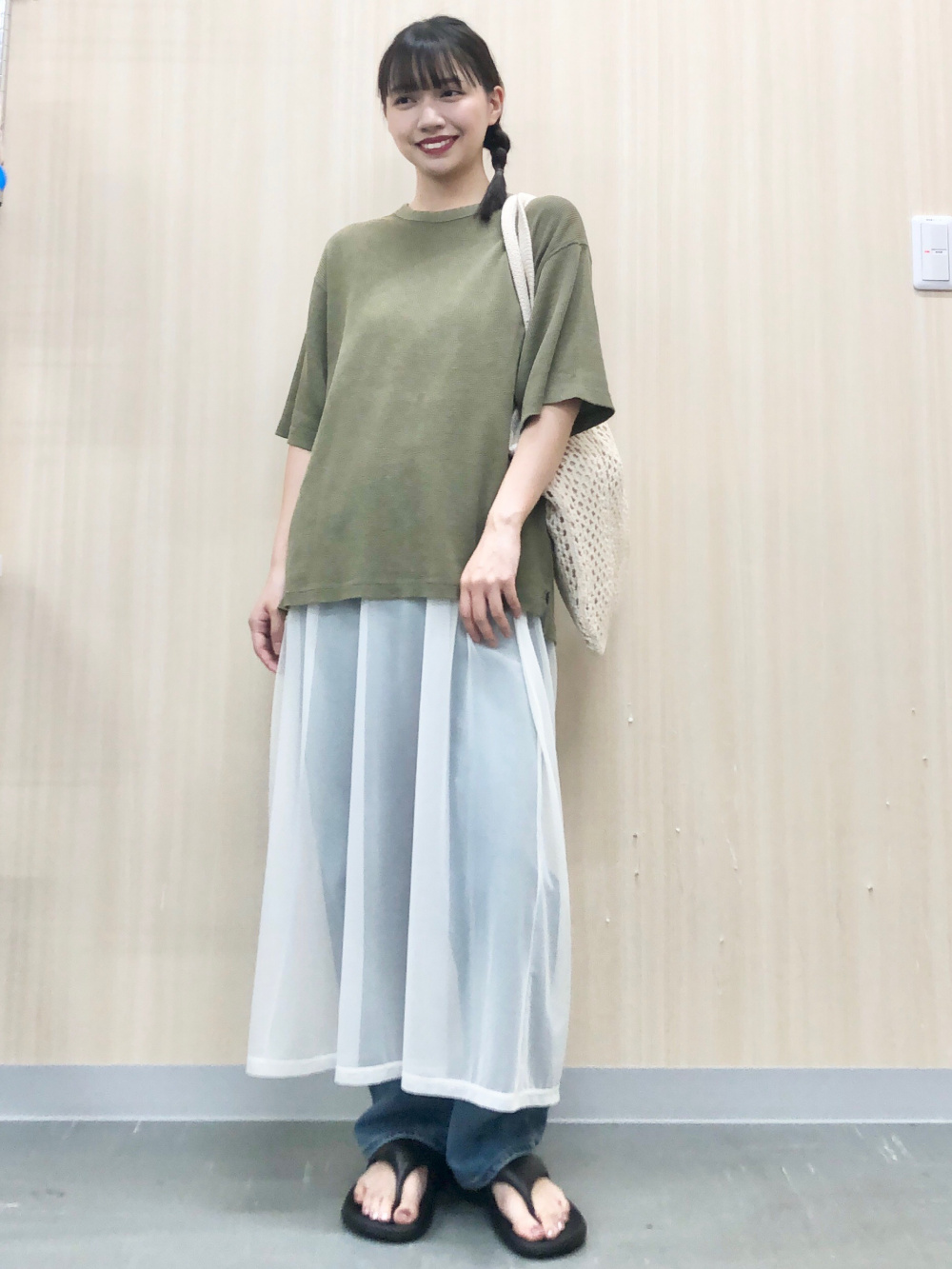 カバーオールジャケット、ウォッシュドワッフルボクシーT(5分袖