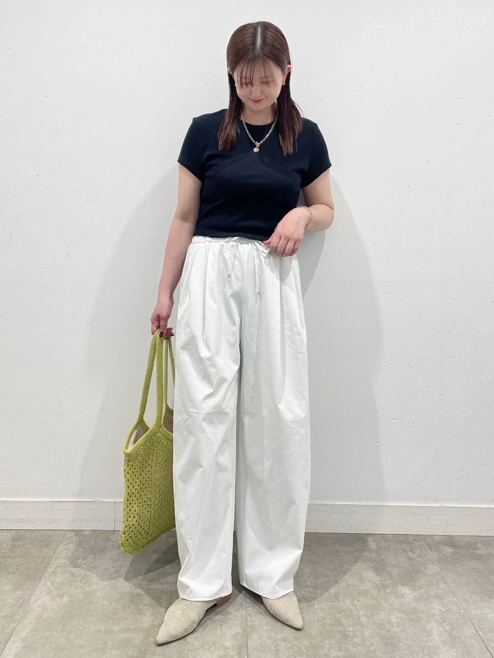 ドットプリントワンピース(ノースリーブ)Z、イニシャルプレート
