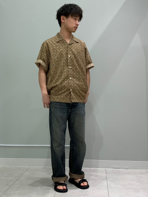 GU公式 | オープンカラーシャツ(5分袖)(ジオメトリック)