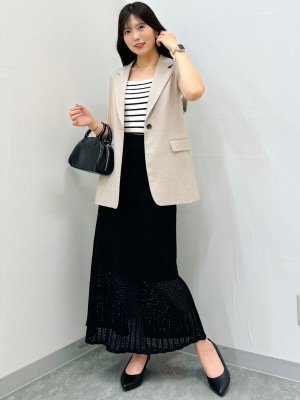 GU♡テーラードベストZ♡S size♡ベージュとブラックのセット売り GU公式 | テーラードダブルベストZ(セットアップ可能)