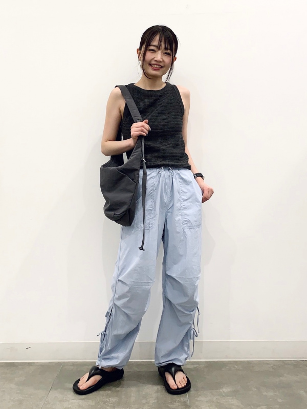 An outfit using Textured Knitted Tank Top and Soft Nylon Crossbody