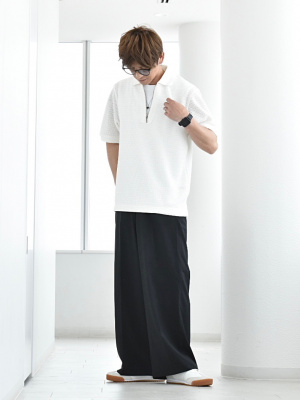 GU公式 | メッシュハーフジップポロシャツ(5分袖)