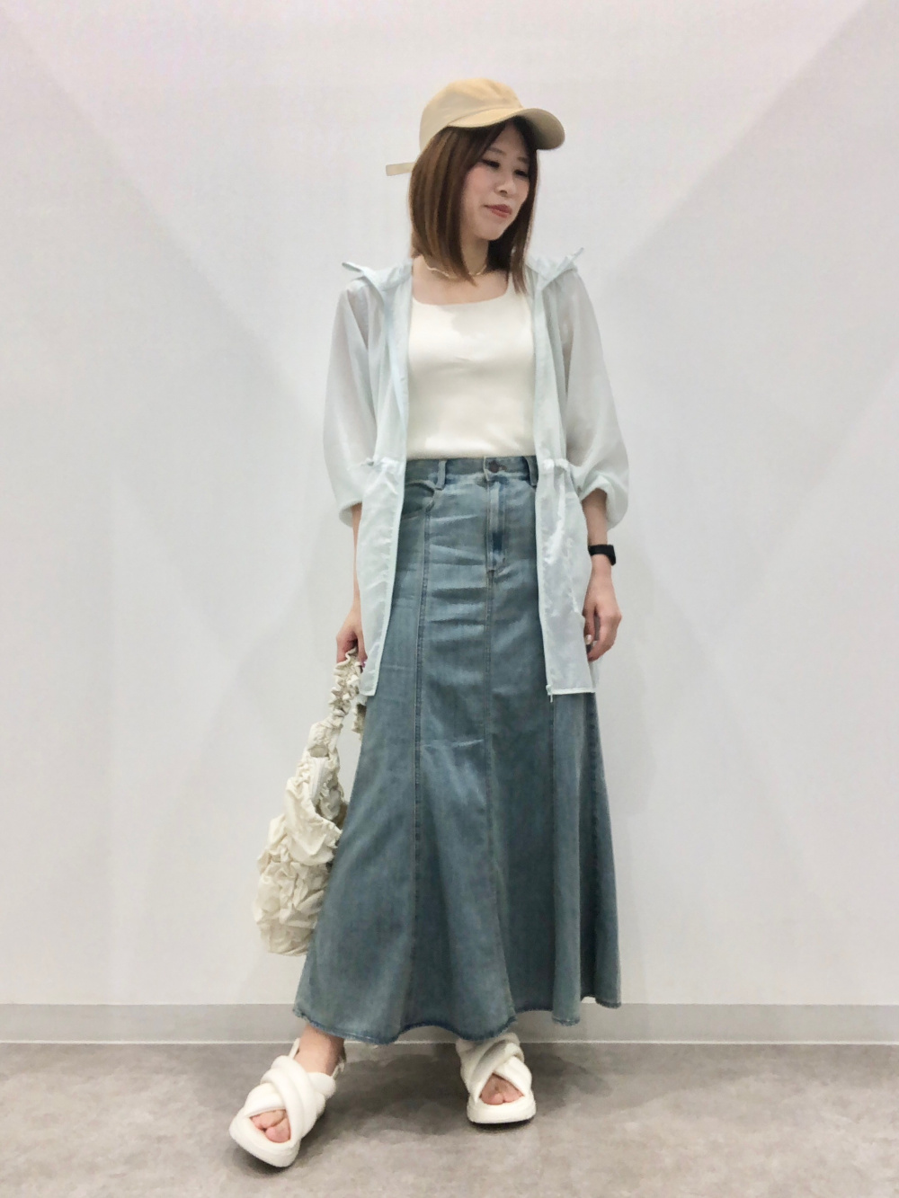 ストレッチリブクロップドT(12分袖)(ウォーム)、フロントジップ