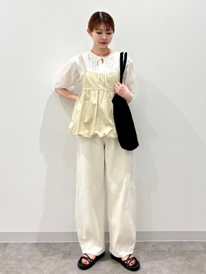 GU公式 | レースペプラムブラウス(5分袖)