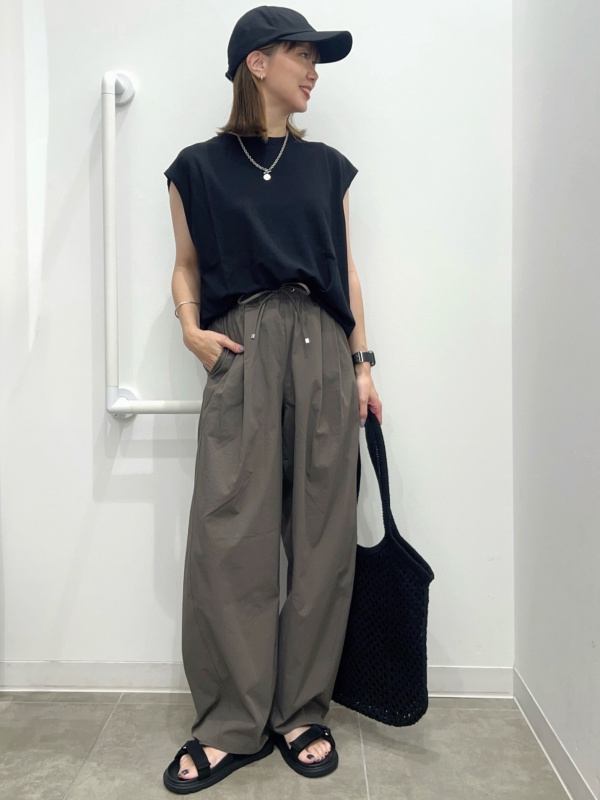 【関税込み】GUIZIO オフホワイト Thalia リブ ラウンジパンツ コカ coca シボサテンライクイージーパンツ （Lt.beige