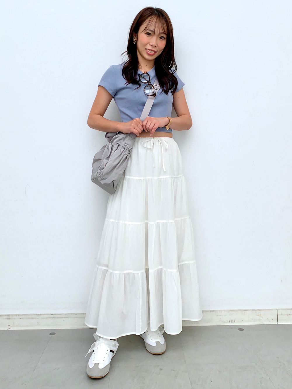 ポインテールフラワープリントT、バブルヘムミニスカートNTQ+E