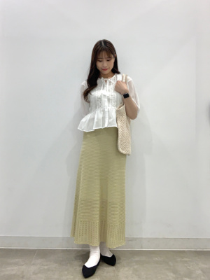 GU公式 | レースペプラムブラウス(5分袖)
