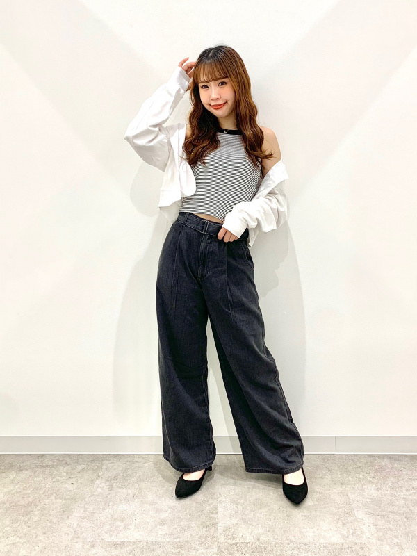 ダメージカットソー サロペット コーディネートセット CV359 GLOBAL WORK（グローバルワーク）の「TRワイドキャミサロペ