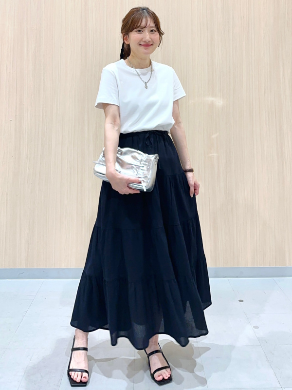 Snake Chain Ribbon Pierced Earrings、Draped Wide Pants/Z+EC」的穿