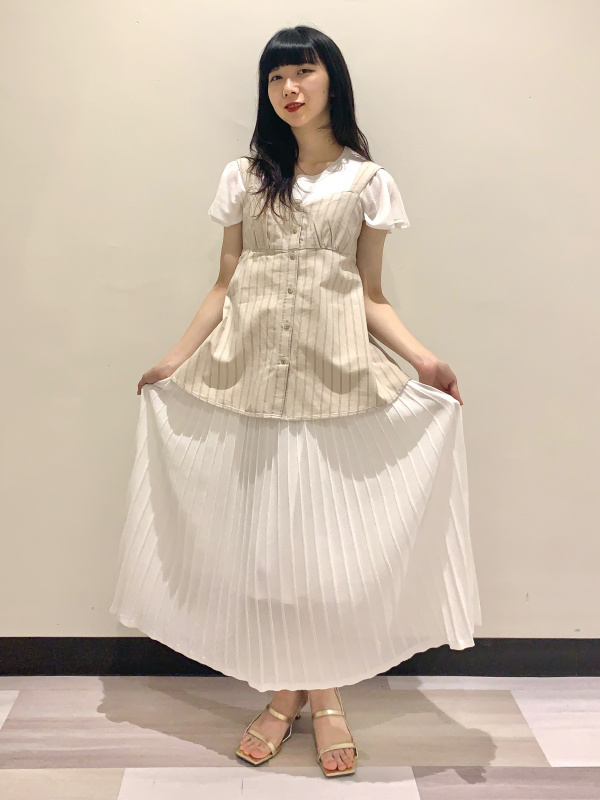 シアーラッフルスリーブセーター(半袖)Z+E（レディース）の着用