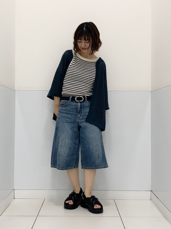 w136(3.10を5545のトップス、デニムに変更). Z1975 HIGH-WAIST CULOTTE ボタンディテール デニムパンツ