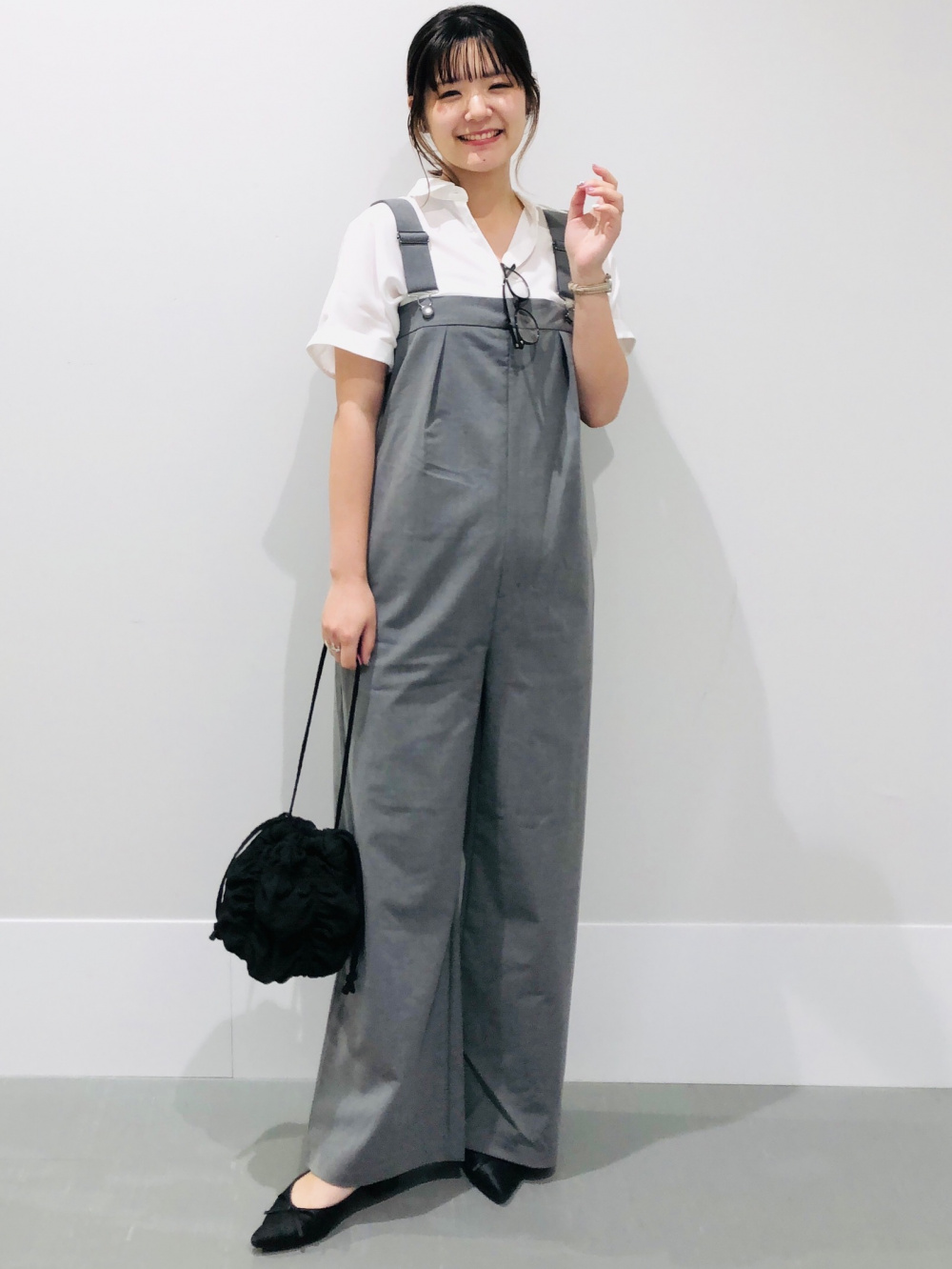 リブスリットチュニック(ノースリーブ)、タックサロペットパンツQ」の 