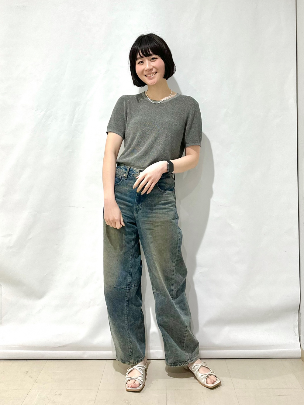 グリーン様°・*:.。.☆ GU(ジーユー)の「ウォッシャブルクルーネックセーター(長袖)SW