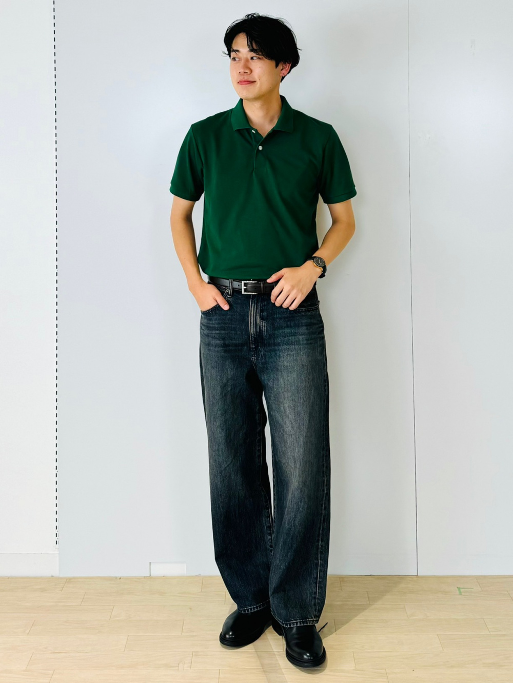 Leather Side-Stitched Belt/Adjustable、Zip-Up Shirt」| GU的穿搭理念