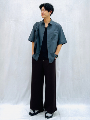 GU公式 | ドライフライフロントシャツ(5分袖)