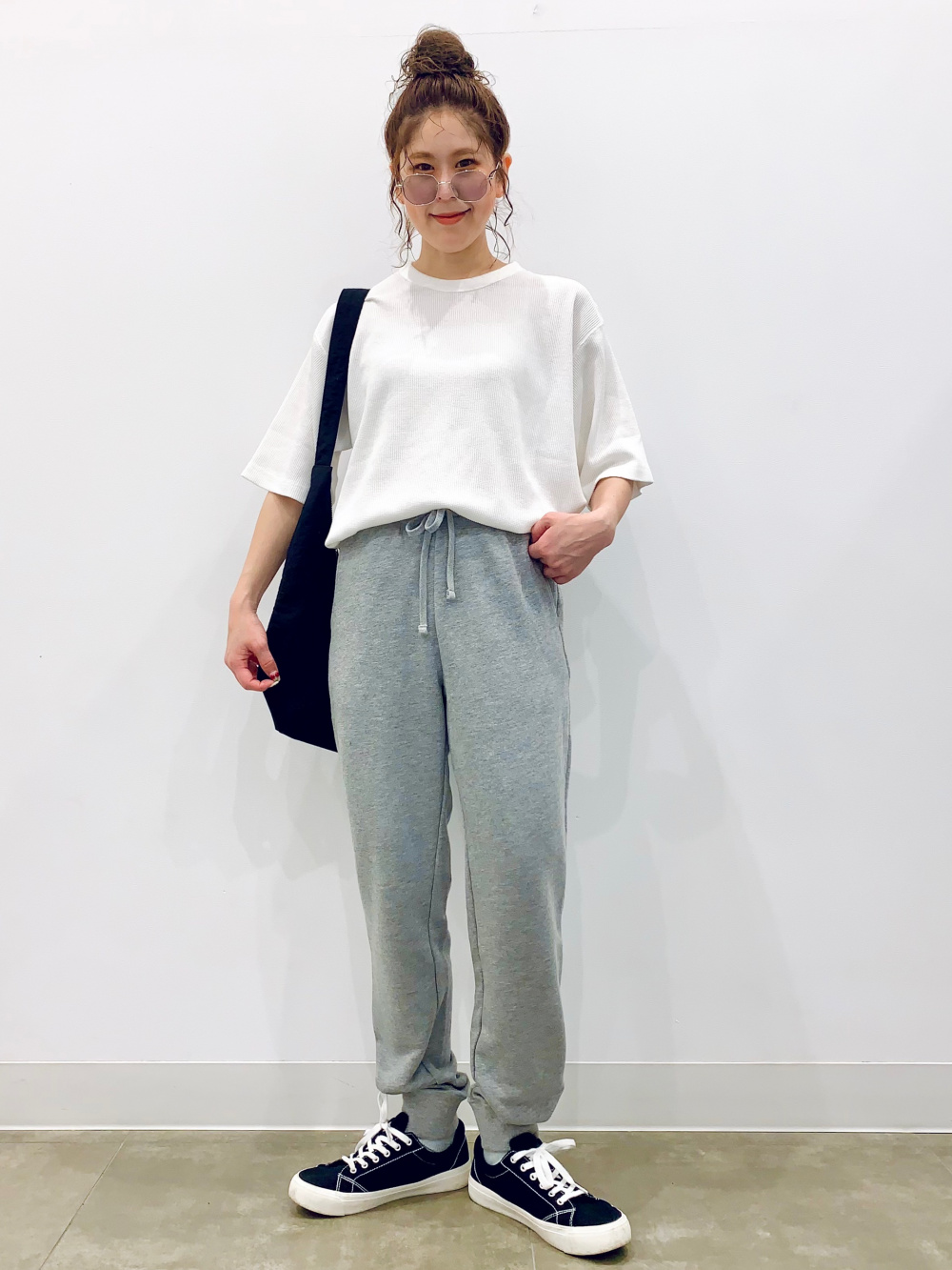 高評価アイテム ウォッシュドワッフルボクシーT(5分袖)(オーバーサイズ トップス