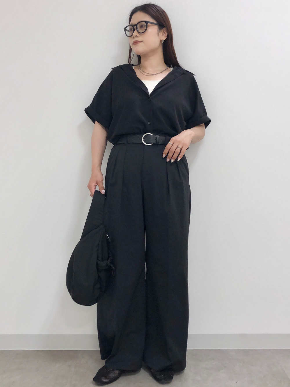 UVカットボクシーカーディガン(長袖)、ドットプリントワンピース