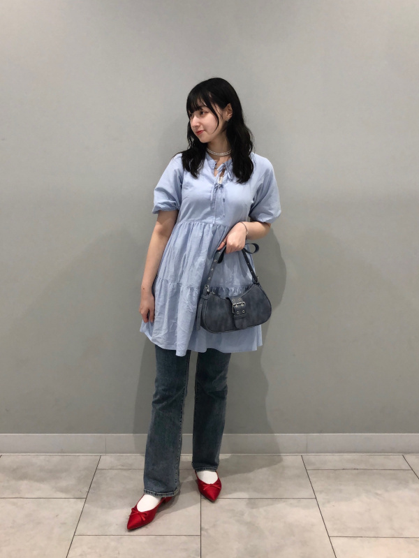 Cotton Tiered Mini Dress/Halfslv」的穿搭靈感｜GU
