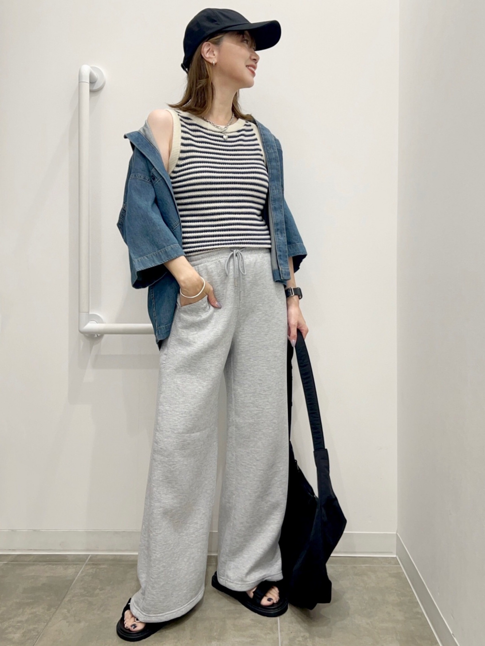 ウォッシュドワッフルボクシーT(5分袖)(オーバーサイズ