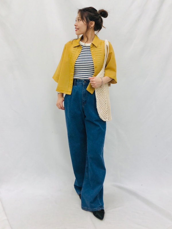w136(3.10を5545のトップス、デニムに変更). Z1975 HIGH-WAIST CULOTTE ボタンディテール デニムパンツ