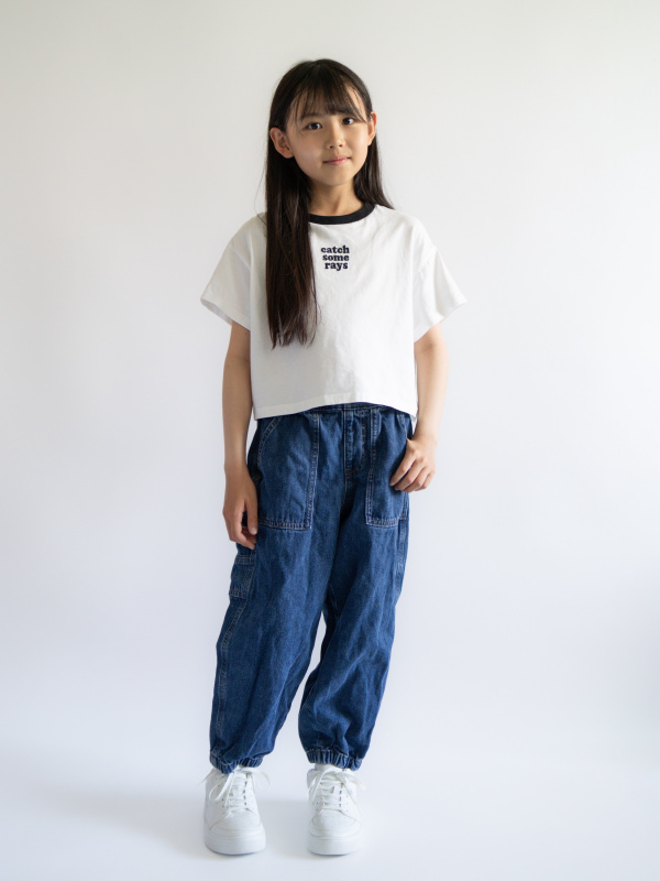 tamaページ KIDS(男女兼用)デニムワイドワークジョガーパンツ（子ども服）の着用