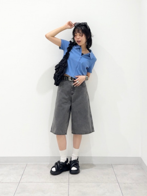 ぷかぷか　おまとめ商品 GU公式 | GIRLSリブフルジップカーディガン(半袖)JR