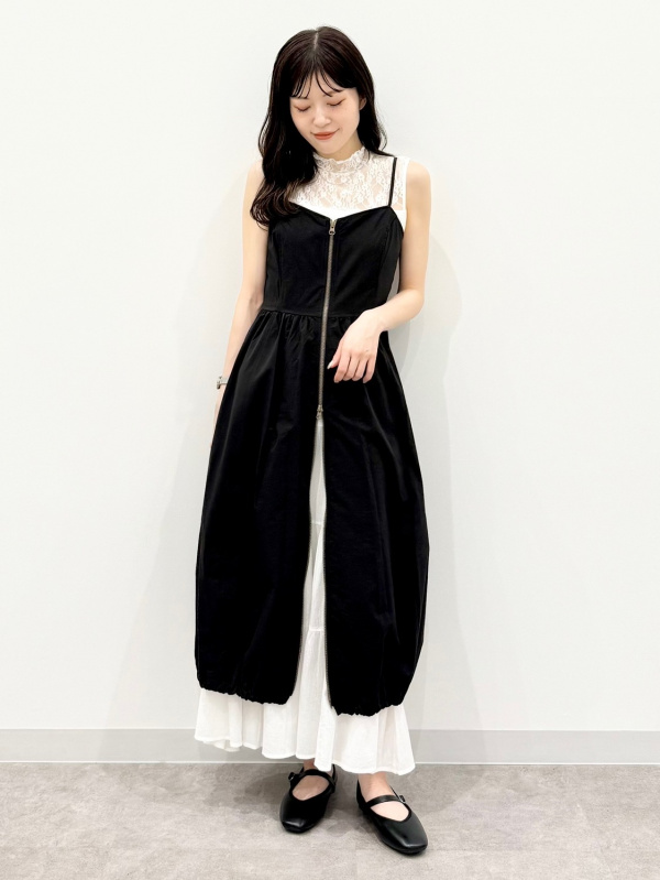 フロントジップバブルヘムワンピース(丈標準112.0～121.0cm