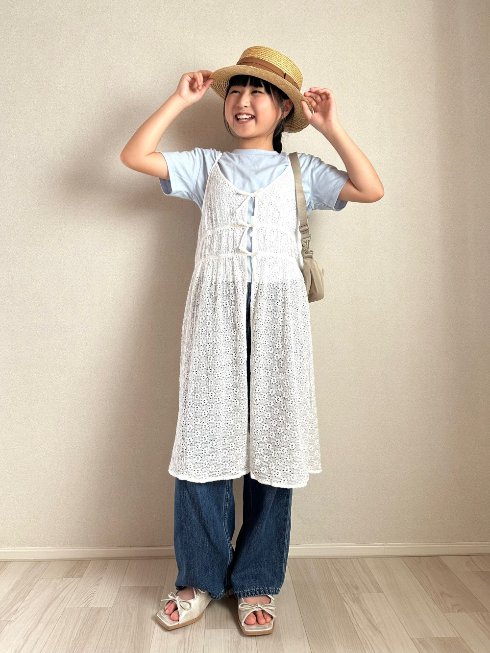 GIRLSレースキャミソールセットT、KIDS(男女兼用) デニム