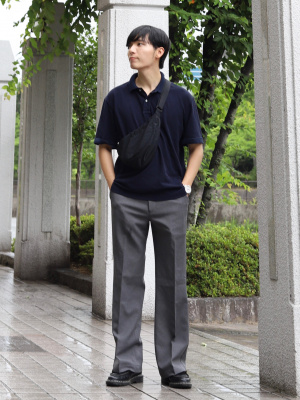 メンズ ポロシャツ 配色 オーバーサイズ 5分袖 P00344 タカキュー TAKA-Q 【DRESS POLOーSHIRT】綿ストレッチ オーバー