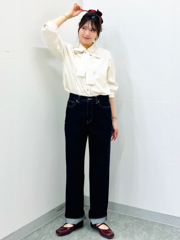 ミユ様 GU公式 | ハイライズストレートジーンズ+EC(丈長め81.0cm)