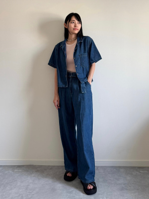 Chica専用 GU公式 | ライトデニムオープンカラーシャツ(半袖)