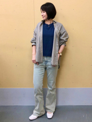 ★ JEANS★ ウォッシュド 半袖Tシャツ GU公式 | ウォッシュドT