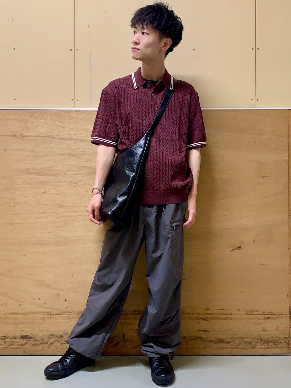 Nylon Zip Parachute Pants、Washable Cable Knitted Polo Shirt