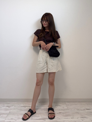 GU公式 | リネンブレンドショートパンツ(セットアップ可能)