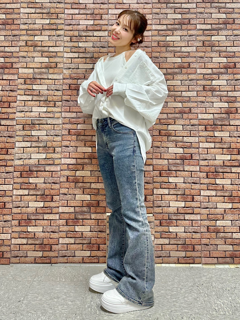 メッシュニットオーバーサイズプルオーバー(5分袖)Q、ナロー