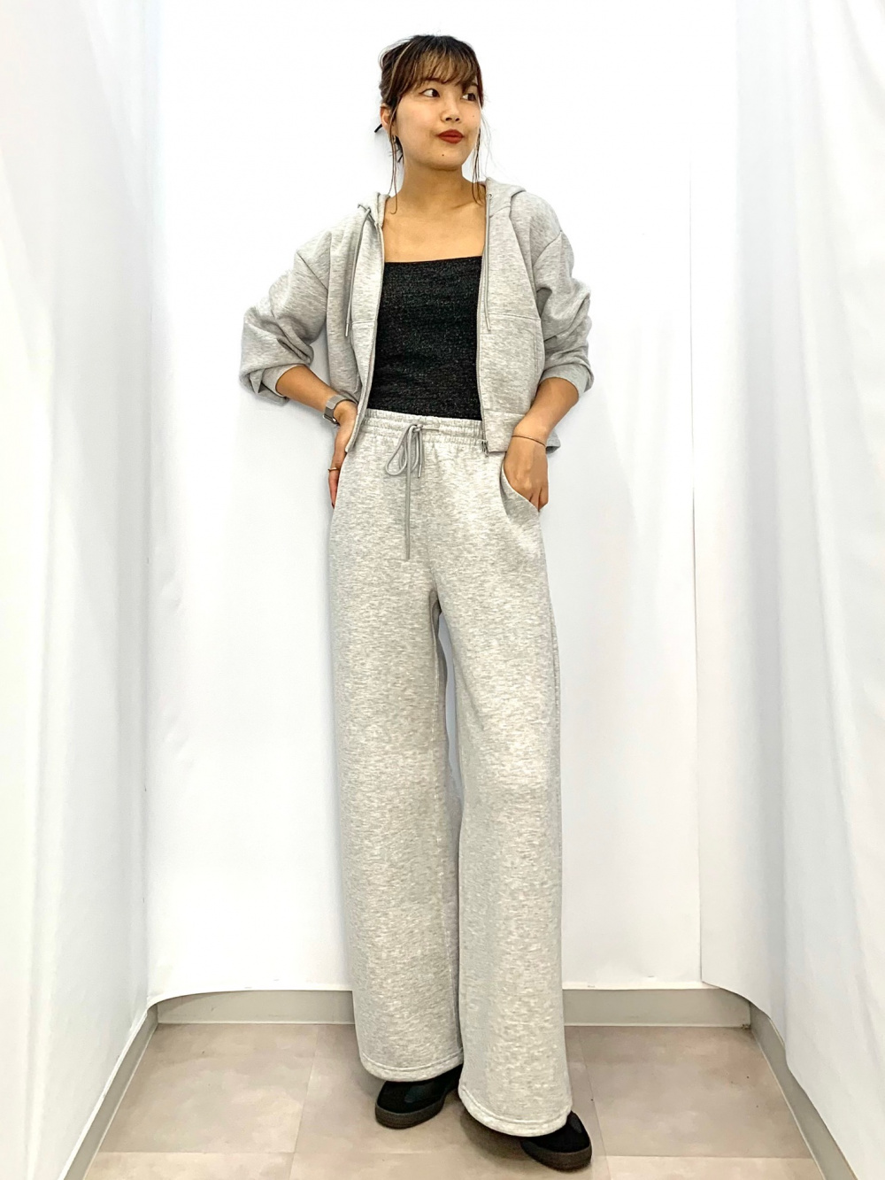 Cotton Blend Cropped Tank Top/Dry/Flower、Puff Sweat Full-Zip