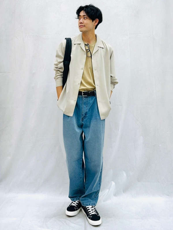 Denim Carrot Pants/NTQ、Nylon Zip-Up Shirt/Halfslv」| GU的穿