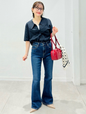 GU公式 | ビッグカラーブラウス(5分袖)