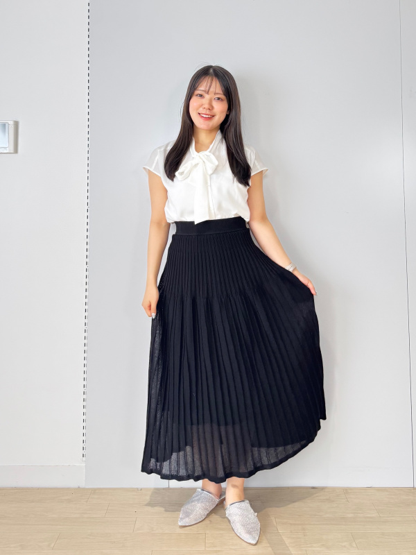 シアーニットフレアスカートZ+E（レディース）の着用