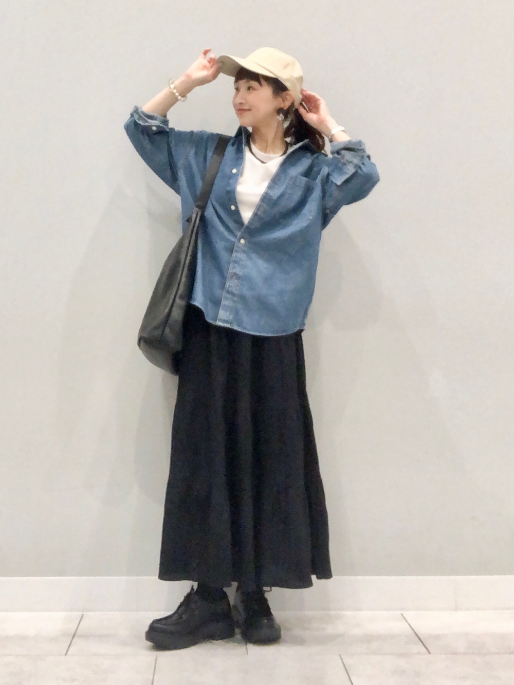 デニムフーディブルゾンNT+E、コットンスムースクルーネックT