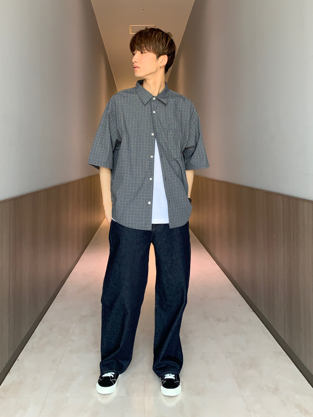 ★希少★GU 新品ツータックバギースラックス ストライプ Lサイズ GU公式 | ツータックバギースラックス(ストライプ)(セットアップ