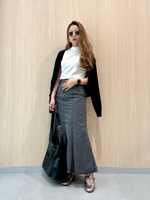 CHANEL ライトグレー デニムフレアスカート MERCURYDUO（マーキュリーデュオ）の「花柄ジャカードコルセット