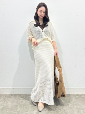 GU公式 | 透かし編みニットシャツ(半袖)